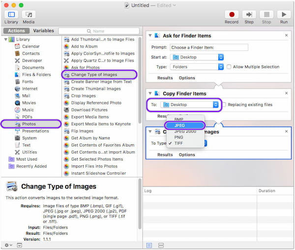 Apple Automator JPEG