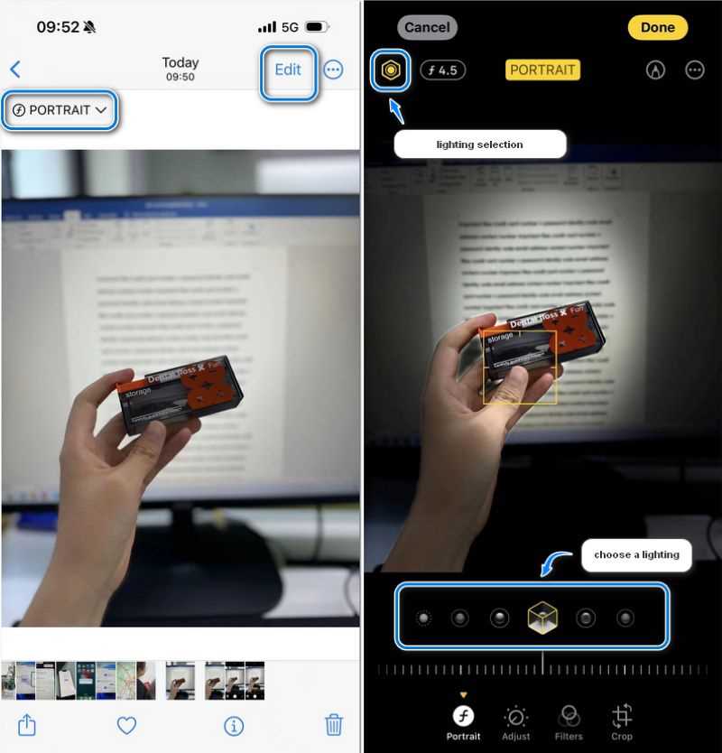 iPhone Edit Photo Lighting