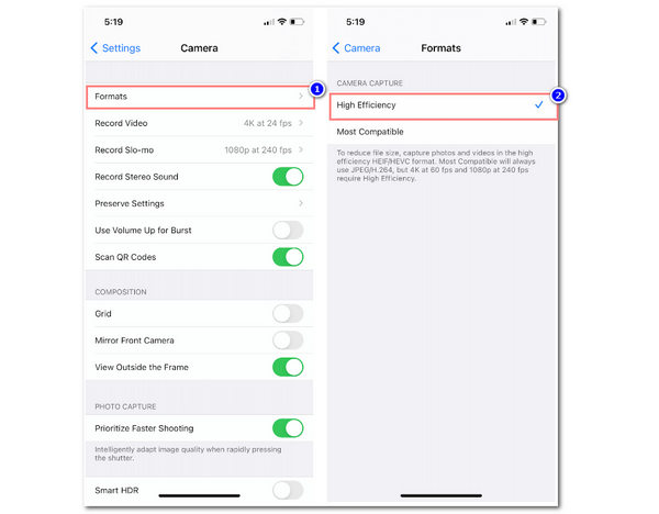 iPhone Change Photo Resolution Select Camera Settings