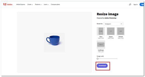Adobe Express Resize Image Download