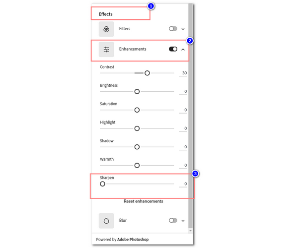 Adobe Express Sharpen Image Select Sharpen