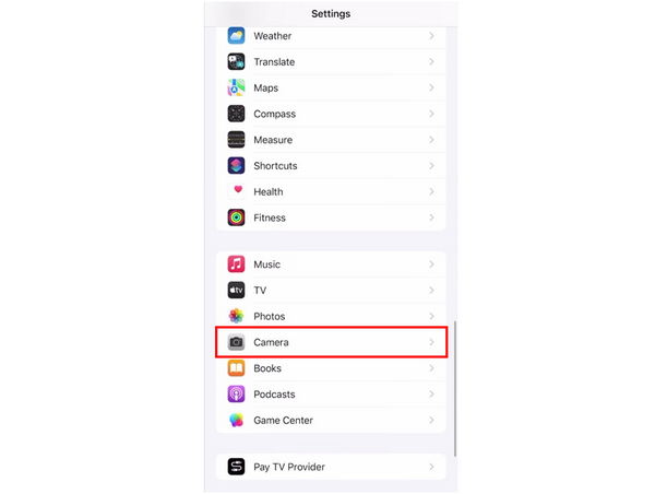 iPhone Camera Setting Tab