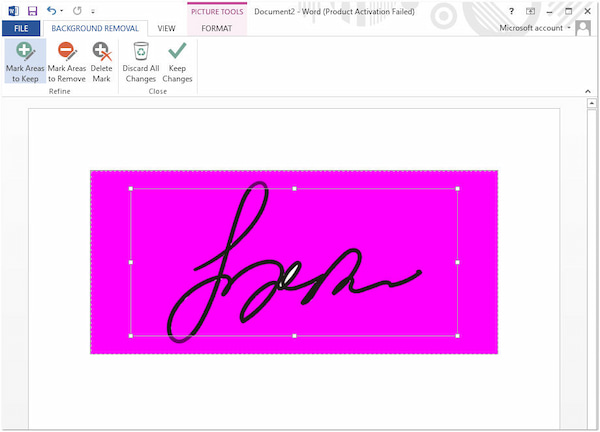 Word Remove Background from Signature