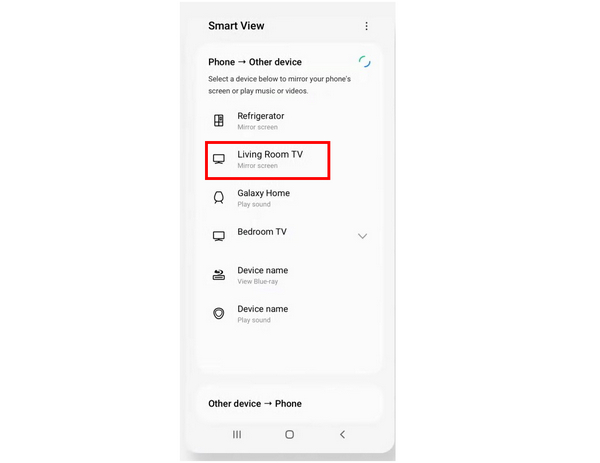 Smart View Available Devices