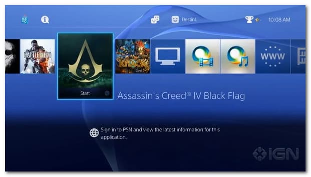 Play 3D Bluray OPn PS4 Start Interface