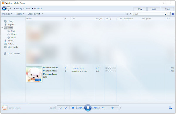 Windows Media Player WMA Player