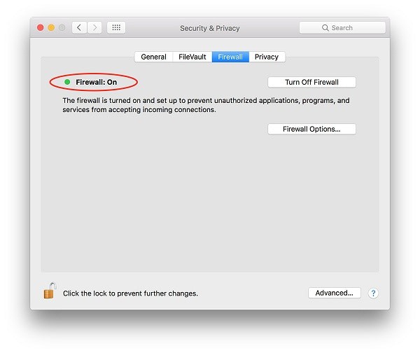 Mac OS Sierra Firewall