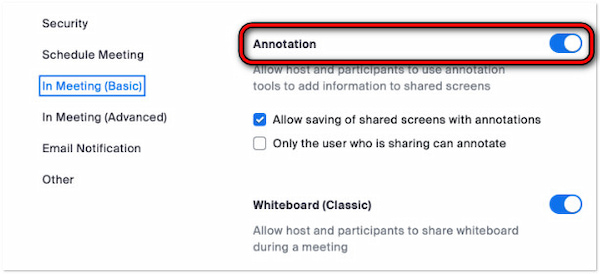 Enable Annotation Option