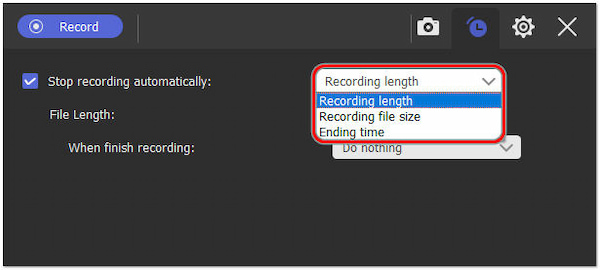 Stop Recording Settings