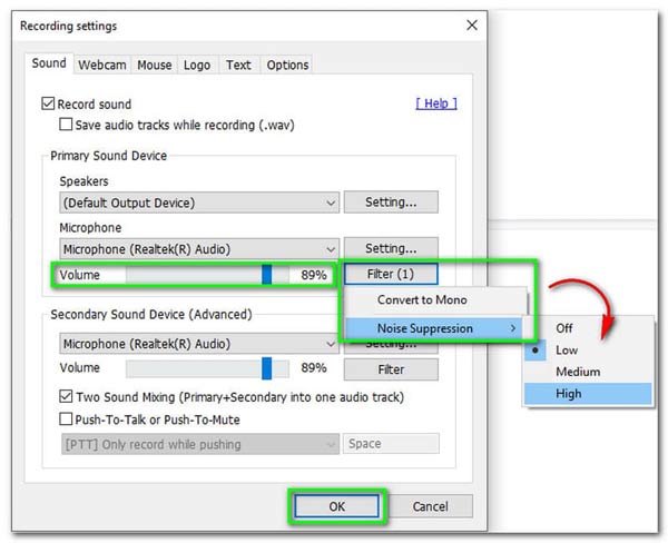 Bandicam Microphone Volume And Filter