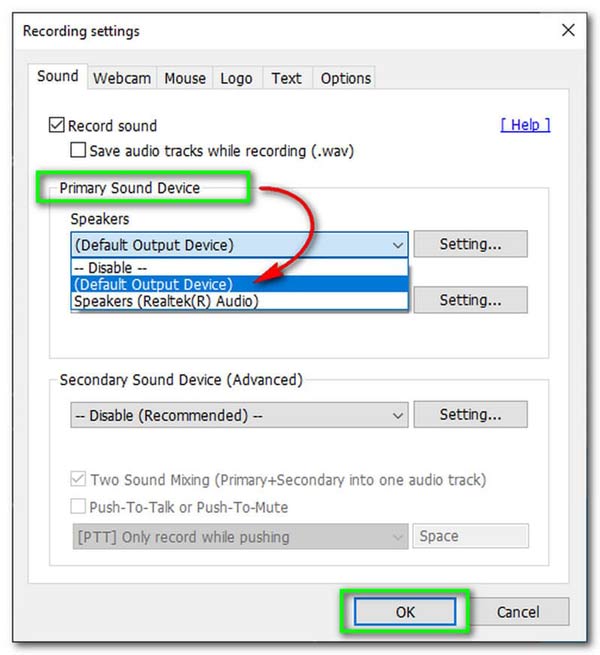 Bandicam Primary Sound Device