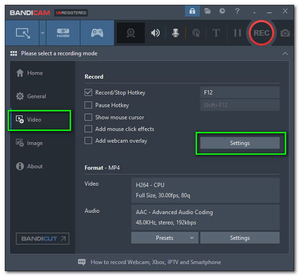 Bandicam Video Settings