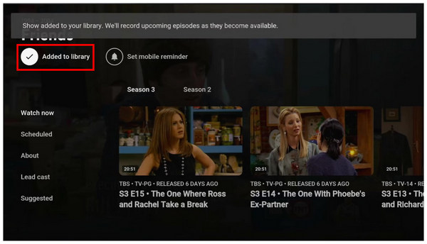 Dvr Youtube TV Add to Library