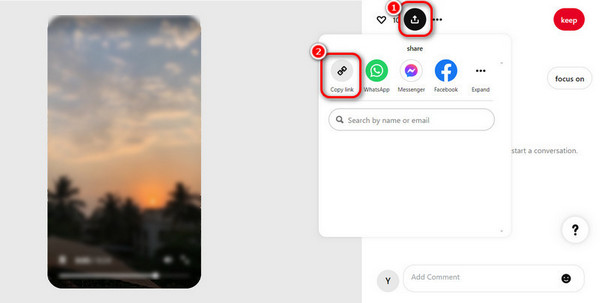 Click Share And Copy Link to Pinterest Video