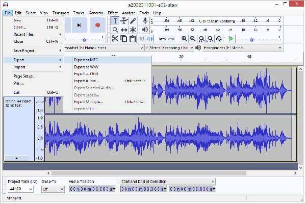 Audacity Save to MP3