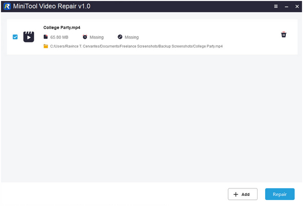 Minitool Video Repair Basic Repair