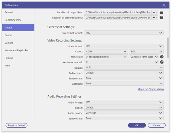 Output Preferences