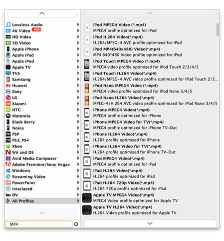 Select MP4 format