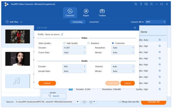 Set output profile