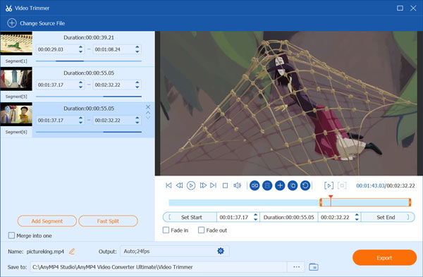 Split video into parts