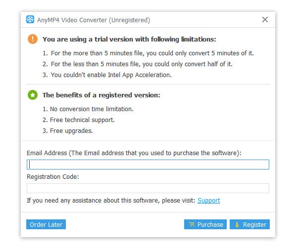 Register Anymp4 Video Converter