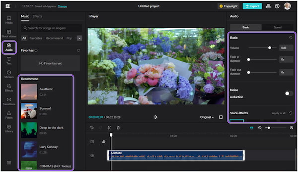 CapCut Online Video Editor Music