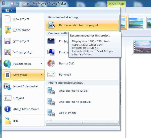 Save Video In Windows Movie Maker