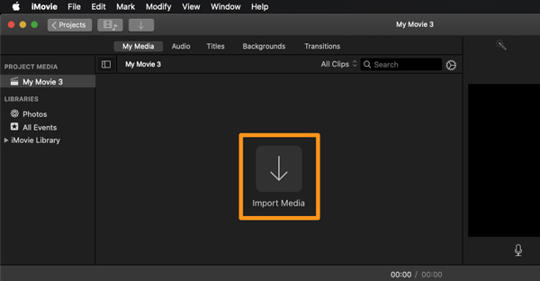 iMovie Import Media