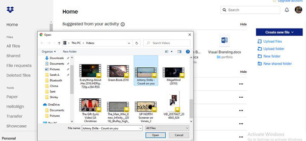 Upload Video to Dropbox