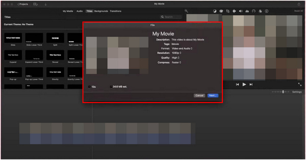 iMovie Export Media