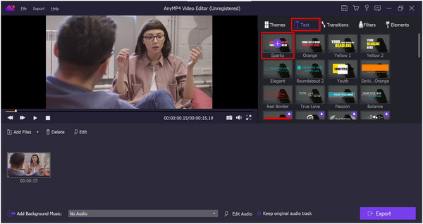 Anymp4 Video Editor Text Tab