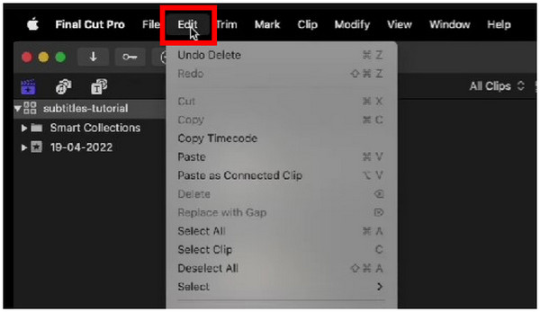 Final Cut Edit Button