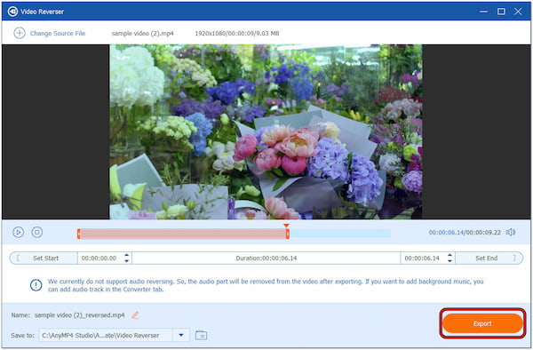 Export the Reversed Video