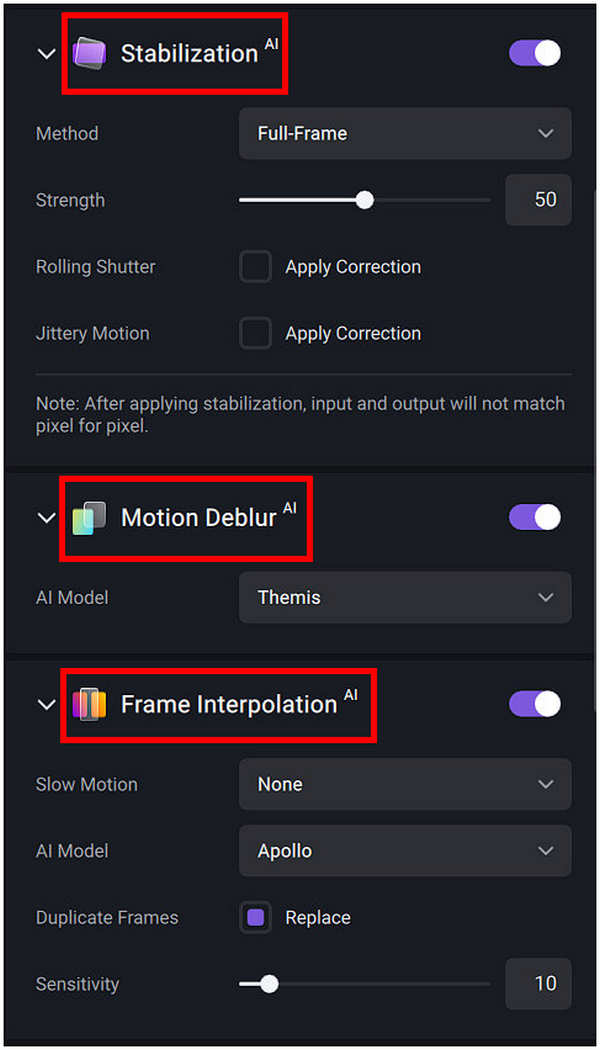 Topaz Video AI Stabilization