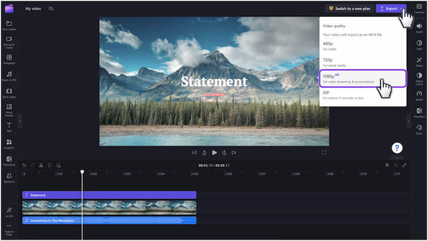 ClipChamp Video Editor Export