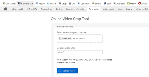 Ezgif Online Video Cropper Tool