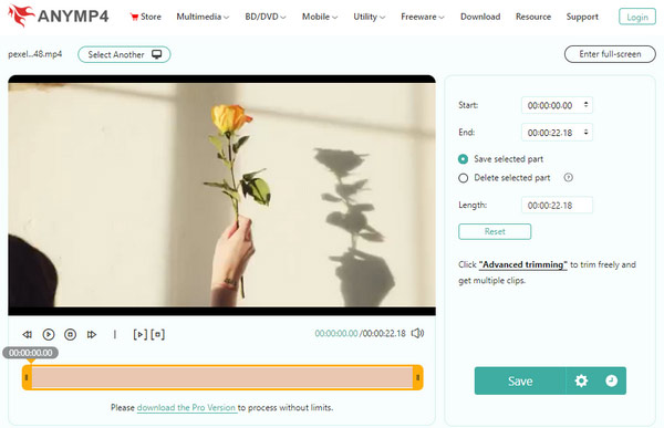 Anymp4 Video Trimmer Online