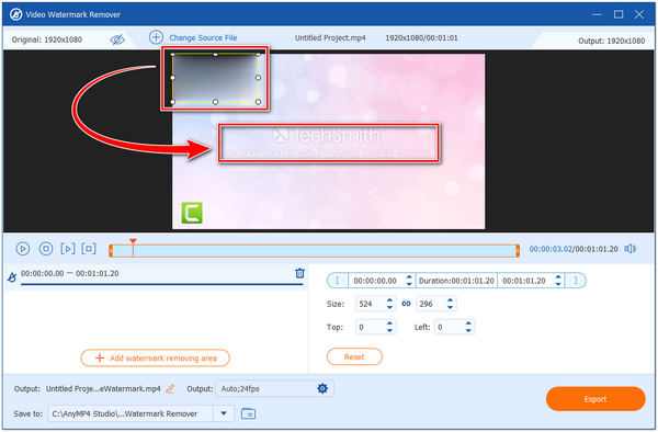 Remove Camtasia Watermark AnyMP4 Region