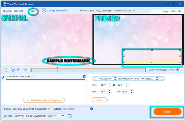 Remove Watermark from A Biteable Video AnyMP4 Export