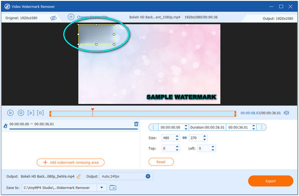 Remove Watermark from A Biteable Video AnyMP4 Region