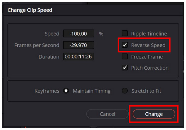 Reverse Speed Check Box Change