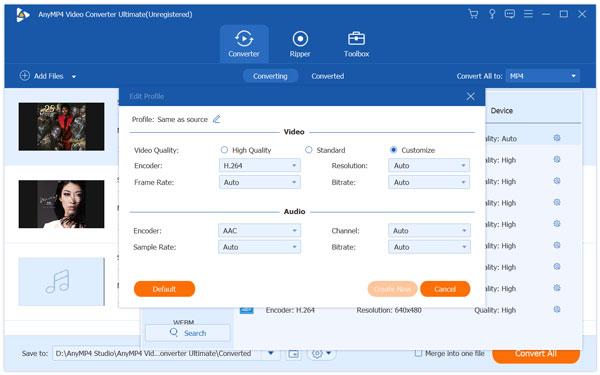 Output settings